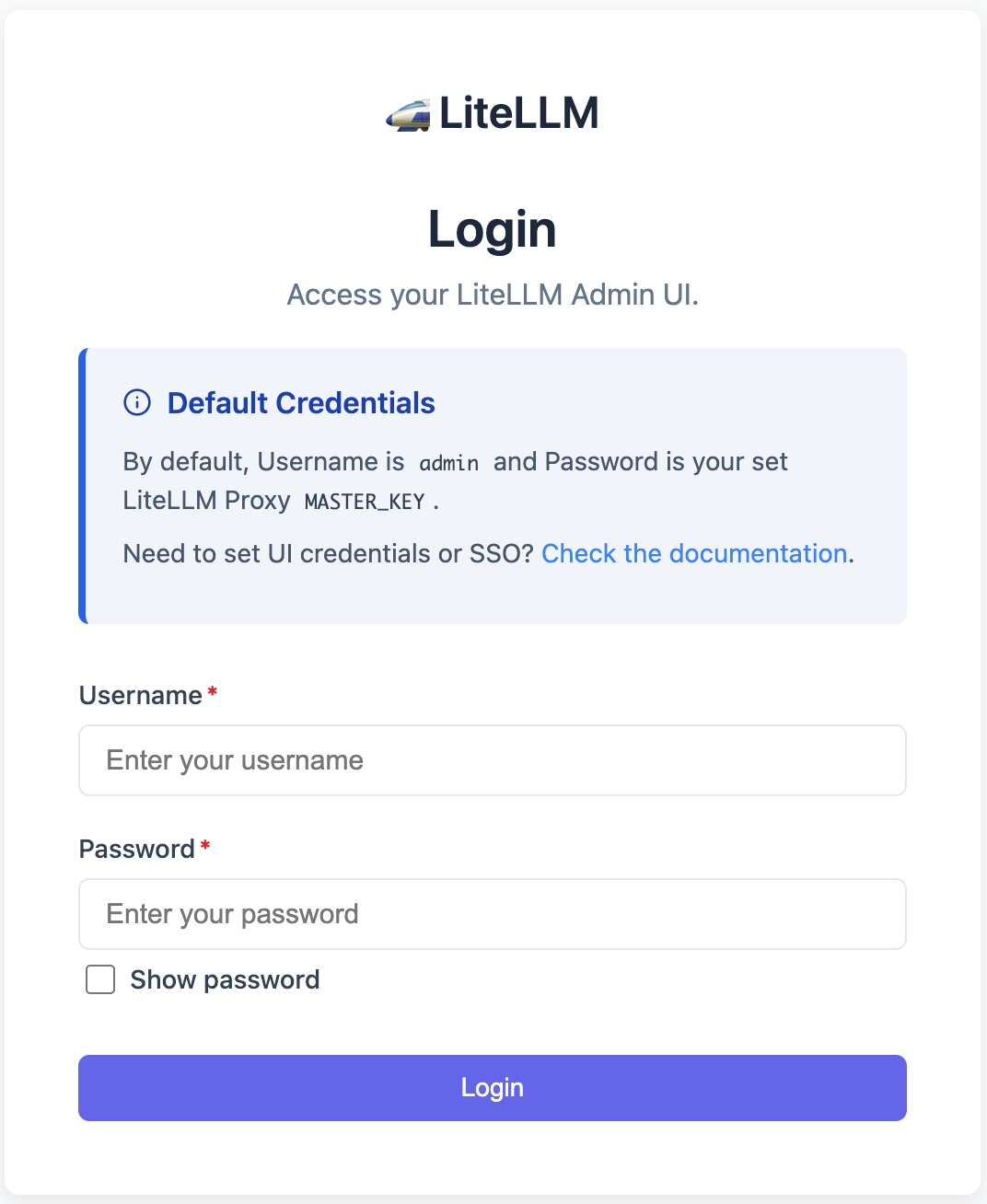 LiteLLM ログイン画面