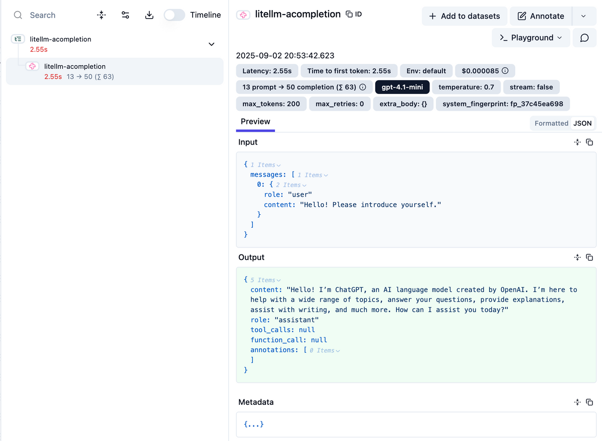 Langfuse - OpenAI Trace確認