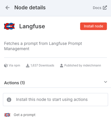右上の &ldquo;Install node&rdquo;